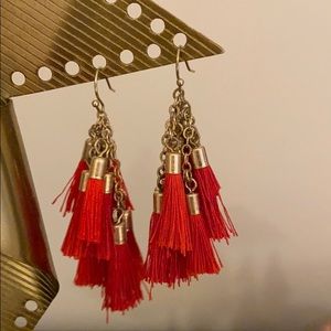 Red dangly earrings
